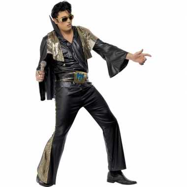 Elvis heren kostuum zwart/goud